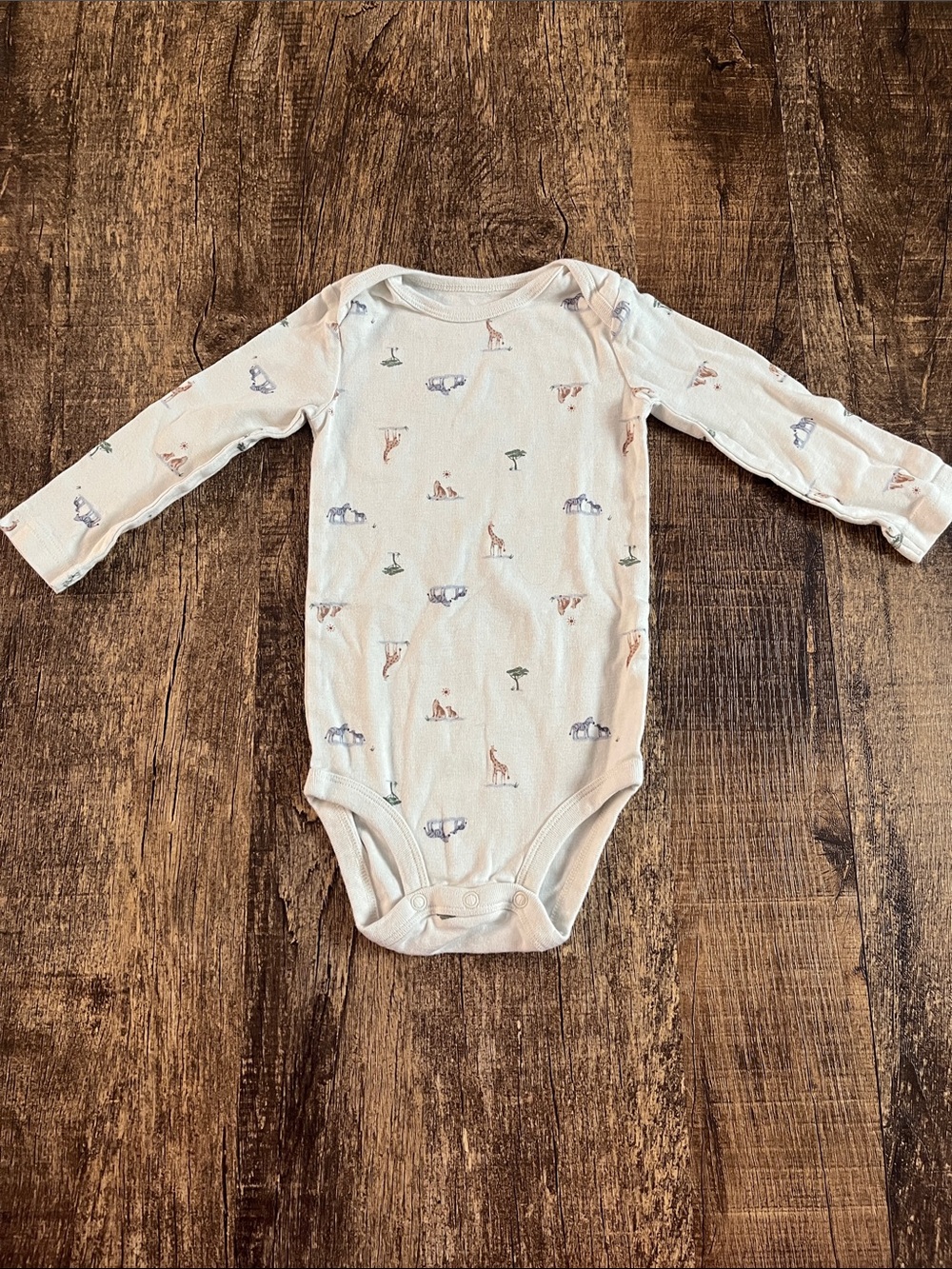 Carter's Cream Long-Sleeve Safari Animal Print Bodysuit